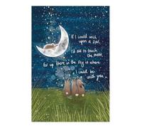 Thoughtful Greeting Card Bunnies Wish Star - Fox Under The Moon - Illustrated Greeting Card