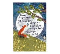 Thoughtful Greeting Card Old Friend Fox Under The Moon - Illustrated Blank Card