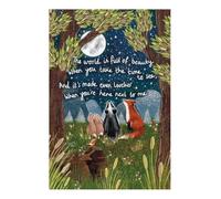 Thoughtful Greeting Card Woodland Animals Fox Under The Moon - Illustrated Card