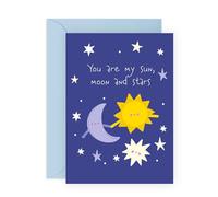Thoughtful Love Card - My Sun, Moon & Stars - Celestial Valentine’s Day and Anniversary Ideas for Husband, Wife, Partner, Fiancé, Boyfriend, Girlfriend, Spouse, Him, Her - Comes with Stickers