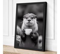Thoughtful Otter Modern Canvas Wall Art Print 18x12 Inch (46 x 30 cm)