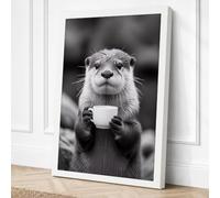 Thoughtful Otter Modern Canvas Wall Art Print 18x12 Inch (46 x 30 cm)