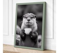 Thoughtful Otter Modern Canvas Wall Art Print 30x20 Inch (76 x 51 cm)