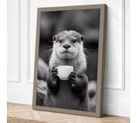 Thoughtful Otter Modern Canvas Wall Art Print 36x24 Inch (91 x 61 cm)