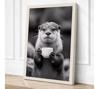 Thoughtful Otter Modern Canvas Wall Art Print 36x24 Inch (91 x 61 cm)