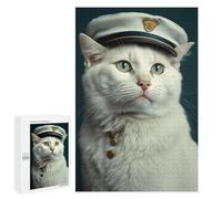 Thoughtful Present: Cat in Captain's Hat, 1000 PCS, Displayable Picture Puzzle; for Shared Table Time