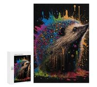 Thoughtful Present: Colorful Hedgehog Art Print-1, 300 PCS, Decorative Wooden Puzzle, with A Decorative Finished Picture