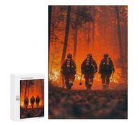 Thoughtful Present: Firefighters Forest Fire, 300 PCS, Displayable Picture Puzzle; for Shared Table Time