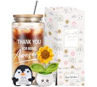 Thoughtful Thank You Gifts for Women, Inspirational Appreciation Gifts Box for Coworkers Employees Teachers Nurse, Christmas Gift with Glass Cup Dolls