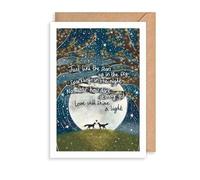 Thoughtful Thinking of You Card Fox Under Moon Light - Illustrated Greeting Card