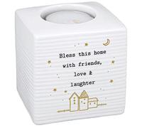 Thoughtful Words Bless this Home With Love Ceramic Tea Light Holder Gift Idea 310482