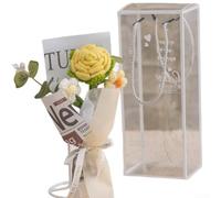 Thoughtfully Constructed Crochet Bouquet Featuring Carnation and Rose Motifs for Calm and Inviting Decor (yellow)