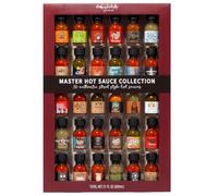 Thoughtfully Gourmet, Master Hot Sauce Collection Gift Set, Flavours Include Garlic Herb, Cayenne Bacon, Apple Whiskey, Mango Habanero and More, Pack of 30
