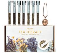 Thoughtfully Gourmet, Tea Therapy Infusion Gift Set, 7 Unique Flavors and Reusable Copper Ball Infuser, Loose Leaf Tea Set Flavors Include Peppermint, Jasmine, Vanilla Chai and More, Set of 7
