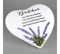 Thoughts Of You Heart Outdoor Memorial Plaque with Lavender design, Brother
