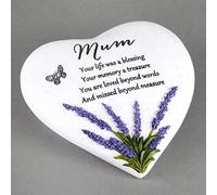 Thoughts Of You Heart Outdoor Memorial Plaque with Lavender design, Mum