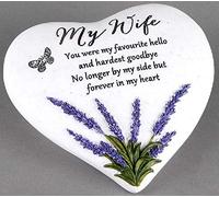 Thoughts Of You Heart Outdoor Memorial Plaque with Lavender design, Wife