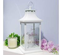 Thoughts of you Heaven In Our Home White Memorial Lantern with 3 LED Candles Battery Op