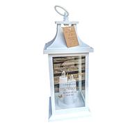 Thoughts of you In Loving Memory MUM White Memorial Lantern with 3 LED Candles Battery Op