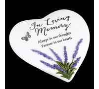 "Thoughts of You" Lavender Stone Heart Memorial Plaque - In Loving Memory