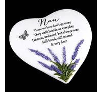 Thoughts Of You Heart Outdoor Memorial Plaque with Lavender design, Nan