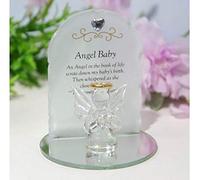 Thoughts of you Memorial Glass Angel Baby Ornament with Verse