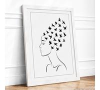Thoughts Released Minimalist Framed Wall Art Print A3 (42×29.7cm) White, Wall Decor for Living Room, Bedroom, Office & Home, Ready to Hang, Art Gift
