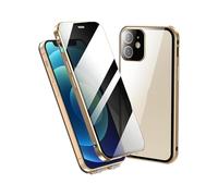 Thoughtside Phone Case, Thoughtaidea Powerful Anti-Peep Magnetic Phone Case, 360°Full Body Protection Tempered Glass Privacy Screen Protective Cover for iPhone (Gold,15promax)