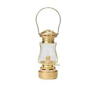 Thous Winds Antique Brass Hurricane Oil Lantern - Durable Stainless Steel Paraffin Lamp, Windproof 10H Burning for Camping, Gardens, Outdoor Use