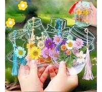 Thousand Flower Bookmark, DIY Transparent Dried Flower Bookmarks, DIY Transparent Bookmarks, Acrylic Clear Jars Stickers with Hole (40pcs)