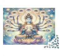 Thousand-Hand Guanyin Jigsaw Puzzles Puzzle for Adults Kids. 1000 Piece BUDDHA EYE Challenge Toy Educational Games Home Decoration for Educational Games Gifts 1000pcs (75x50cm)