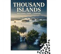 Thousand Islands National Park Canada 1000 Piece Jigsaw Puzzle, Nature And Houses Panorama, Thick Cardboard Pieces for Travel Lovers, Mindful Activity, 38x26cm/1000pcs