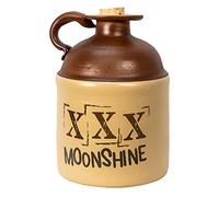 Thousand Oaks Barrel Glass Moonshine Jug, Growler Bottle (750ml) | Authentic Custom Engraved Decanter Moonshine Bottles with Cork Stopper and Finger Ring | Moonshine Gifts for Men by Co. (B525)
