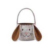 THOVSMOON Easter Bunny Basket for Kids,Cute Easter Bucket Bags with Rabbit Ears for Easter Eggs Hunting,Easter Decorations,Candy Gifts Storage（Brown/White）