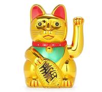 THP DEALS 5 Inch Lucky Waving Cat, Japanese Waving Cat Large Gold Waving Hand Paw Up Wealth Prosperity Welcoming Cat Good Luck Feng Shui Decoration, for Fortune Luck Wealth (Gold)