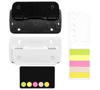THQAE 2 Pieces Pocket Punches, Plastic Double Hole Punches, Mini Punches with 2 Post-it Packs, Ideal for School, Office and Home (Black and White)