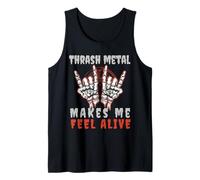 Thrash Metal Makes me Feel Alive Devil Hand Horns Skeleton Tank Top