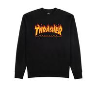 Thrasher Skateboard Magazine Crewneck Sweatshirt Flame Logo Skate Sweatshirt, Black, M