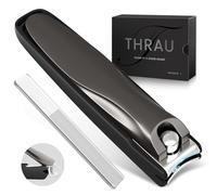 THRAU Anti-Splash Nail Clippers, Stainless Steel Toenail and Fingernail Clipper for Men & Women, Sharp Nail Cutter for Thick Nails, Gifted with Nano Glass Nail File (Large)