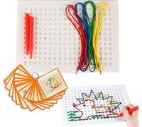 Thread Board for Kids,Stitch Board for Kids,Sensory Thread Board,DIY Children's String Weaving Drawing Board,String Art Kit with Colored Ropes,Threading Board for Kids (Set A)