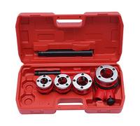 Thread Cutting Set, Manual Installation Kit with 4 Dies 1/2" 3/4" 1" 1-1/4" Pipe Threader Tool, Screw Bolt Threading Dies Set for Steel Galvanized Iron Plastic Pipes