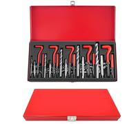 Thread Helicoil Repair Kit 131pcs HSS Drill Thread Insert Repair Tool Metric Thread Restorer Tool Set with Taps & Wire Thread Inserts M5 M6 M8 M10 M12, Professional Sleeves Thread Repair Kit, Red