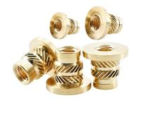 Thread Knurled Brass Nuts, Flange Nut M2 .5 M3 M4 M5 M6 M8 Double Twill Embedded Molding Injection Nutsert Insertnut 3D Printer(M3xL3.5xOD4.6(50Pcs))