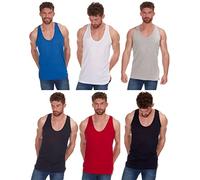 Thread Linen® Mens Vests 6 Pack 100% Cotton Mens Vests Tank Tops Training Gym Tops Pack Plain Vest Top for Men Assorted Vests Multipack