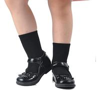 Thread Linens 3 Pairs Girls Boys Ankle Socks for Kids Cotton Rich Plain School Ankle Socks, Back to school Ankle socks unisex (4-6, Black)