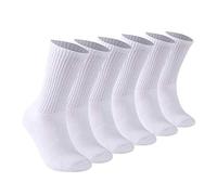 Thread Linens 6 Pack Women Cotton Diabetic Non Elastic Loose Socks Soft Grip Wide Top Ladies Diabetic Socks for Poor Circulation Non-Binding Seamless Soft Top Socks Hosiery Size 4-7 (White - 6 Pairs)