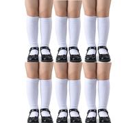 Thread Linens Girls-Kids Knee High Socks, 12 Count, White, Size 7-11 Years, Regular, Cotton, Over The Knee, Tube Socks, School Uniform, Party Wear