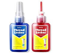 Thread Lock Blue and Red, Threadlocker Lock Tight High+Medium Strength, Thread Locking Seal Fastener, Curing Screw Metal Glue for Nut, Bolt, Metal, Prevent Loosening, Corrosion, Leakage(50 ml/Pack)