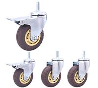 Thread M12 Heavy Duty Caster Wheels 3inch/100mm Rubber Silent Swivel casters for Furniture & Industrial Transport 480kg stem castors for cart Trolley Hospital 4 pcs