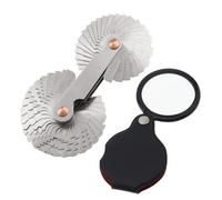 Thread Pitch Gauge Set 58 Blades with Folding Magnifier Metric Imperial US | 55° & 60° Thread Angle Gauge with Optical Glass Magnifier, Pocket Size for Lathe Work Quality Inspection Metalworking